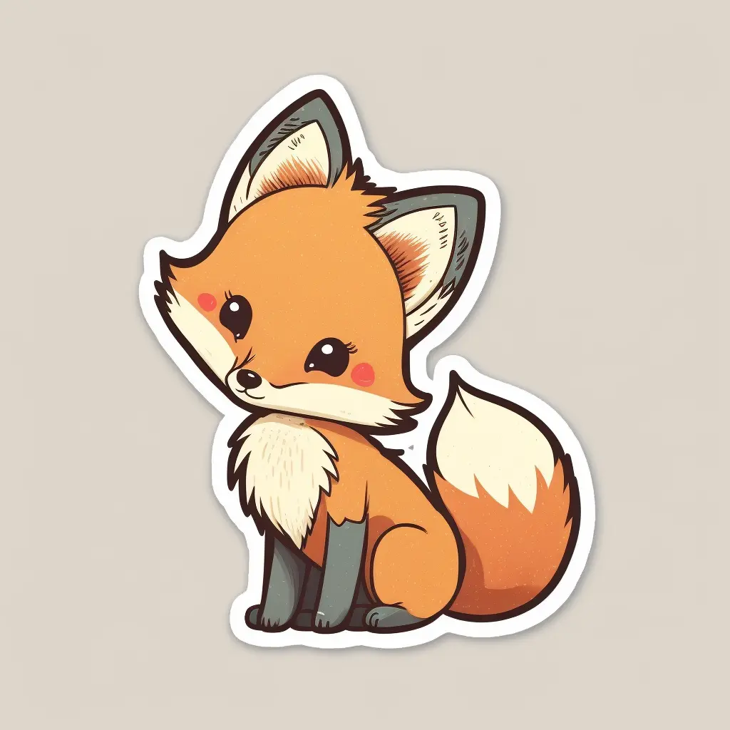 sticker, A super cute baby pixar style fox, vector 